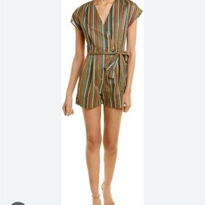 NWT French Connection, short romper, green with stripe